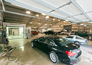 Vehicles can pull right into our SprayBake booth.